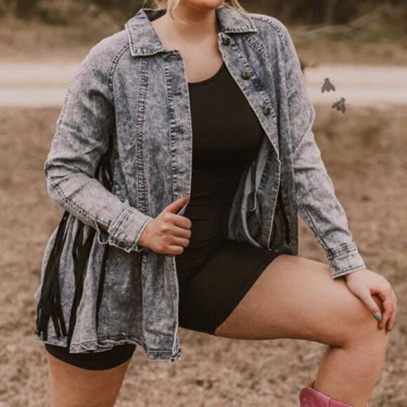 2FLYCO  HILDAGO FALLS  LADIES DENIM/CHAMBRAY JACKET WITH FRINGE NWT - Picture 6 of 13